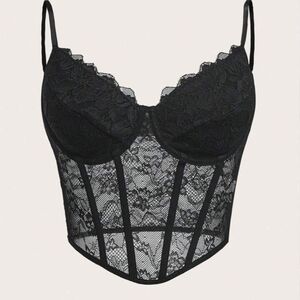 SHEIN Black Lace Bustier